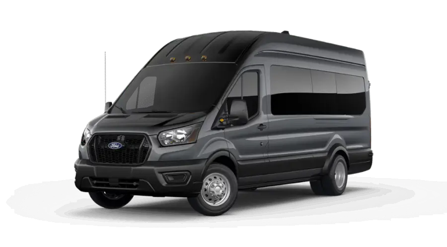 Carbonized Gray Metallic High Roof Extended Ford Transit Passenger Van