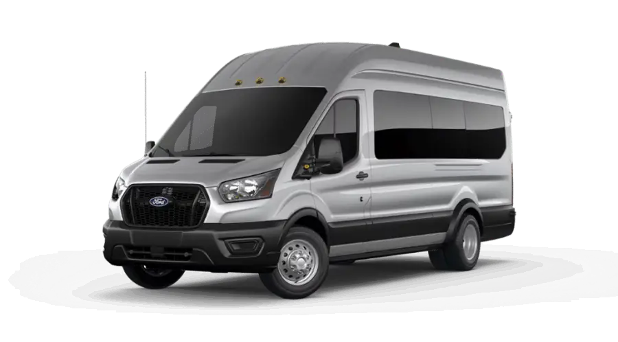 Ingot Silver Metallic Ford Transit Passenger Van High Roof Extended