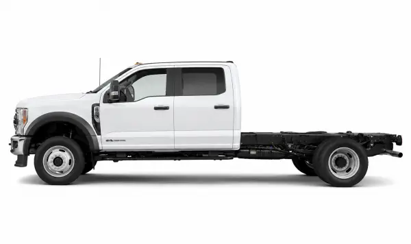 White Ford F-550 Crew Cab chassis for commercial truck upfits