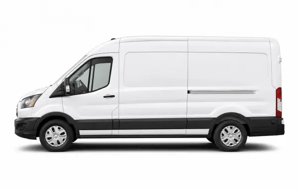 White Ford Transit cargo van for commercial and fleet use